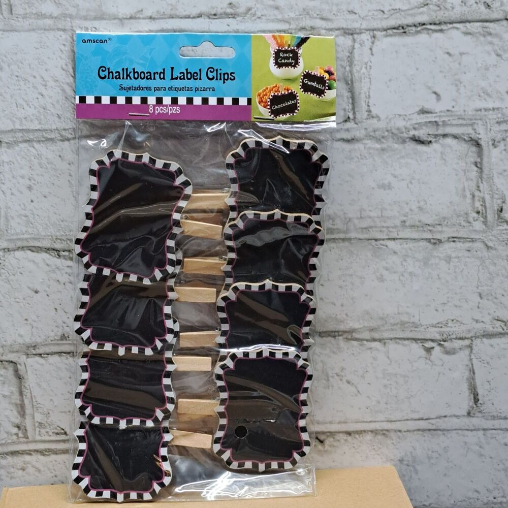 MAD TEA PARTY Chalkboard Label Clips 8pc – Lot of 6 Packs – New Party Tableware